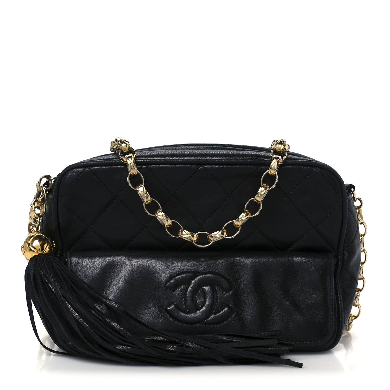 Chanel Lambskin Quilted Tassel Camera Case Black 1 of 10