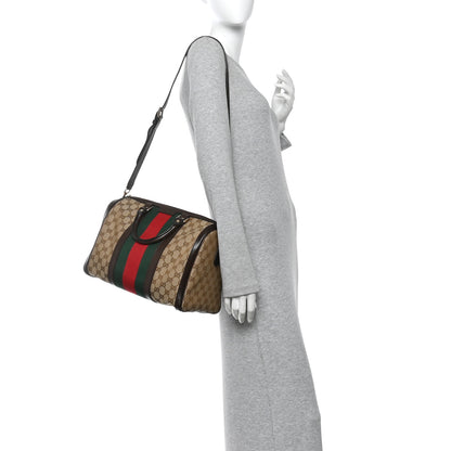 Gucci Monogram Vintage Web Medium Boston Dark Brown 2 of 13