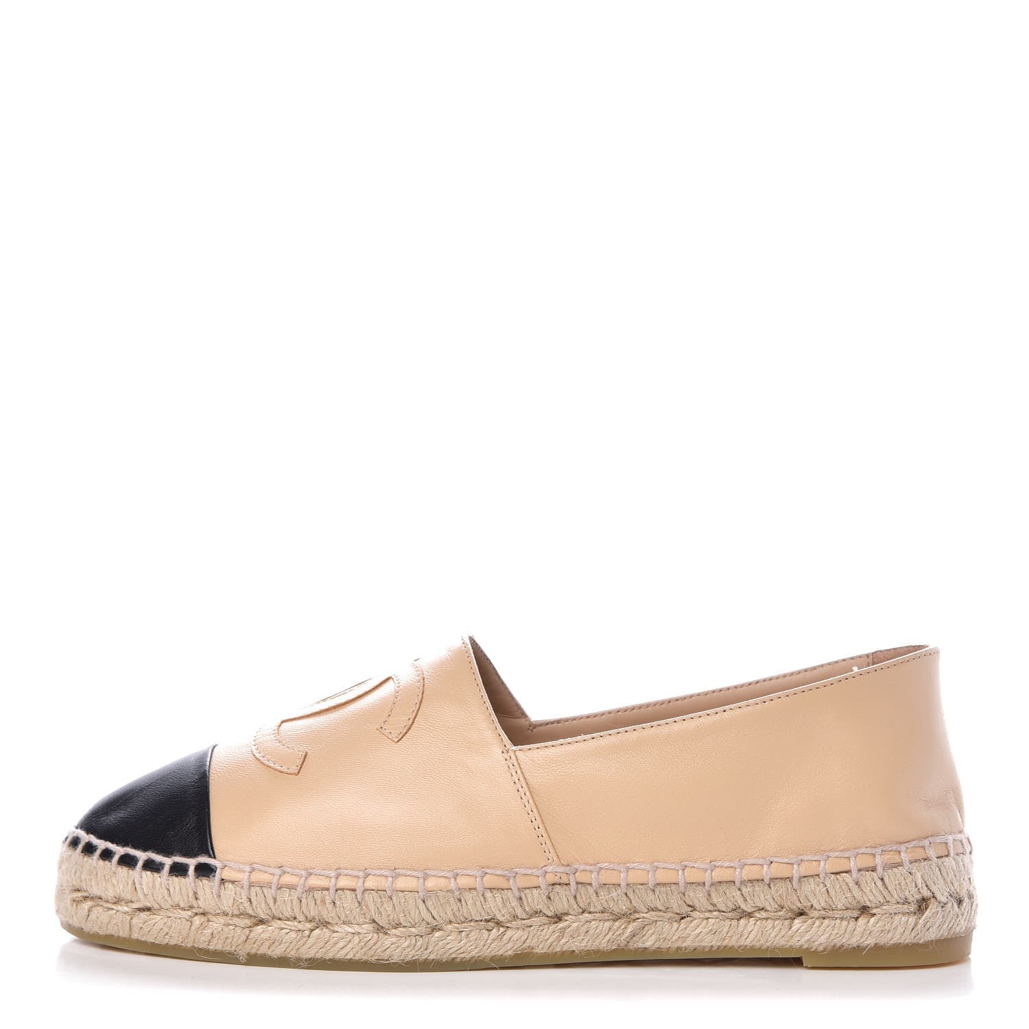 Chanel Lambskin CC Espadrilles 38 Beige Black 1 of 15