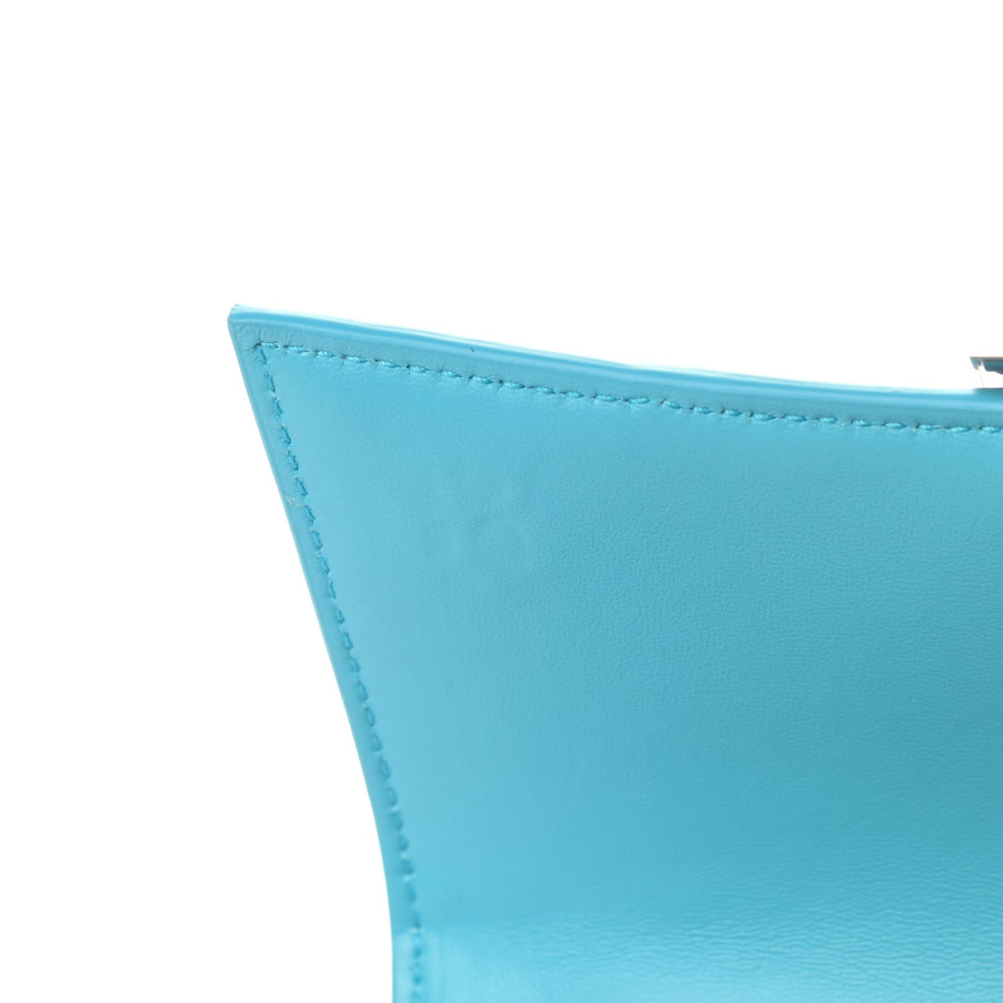 Shiny Calfskin Crocodile Embossed Hourglass Top Handle Bag XS Azur