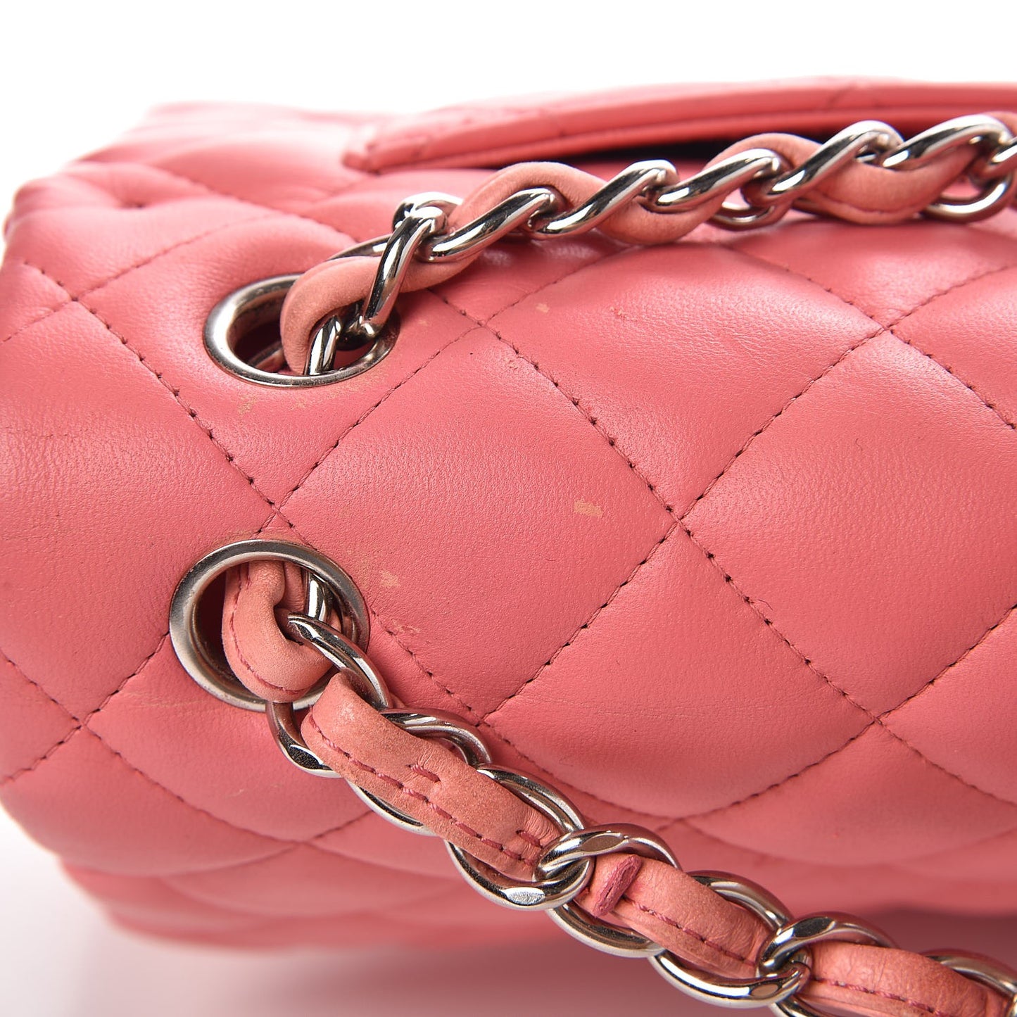 Lambskin Quilted Jumbo Double Flap Pink