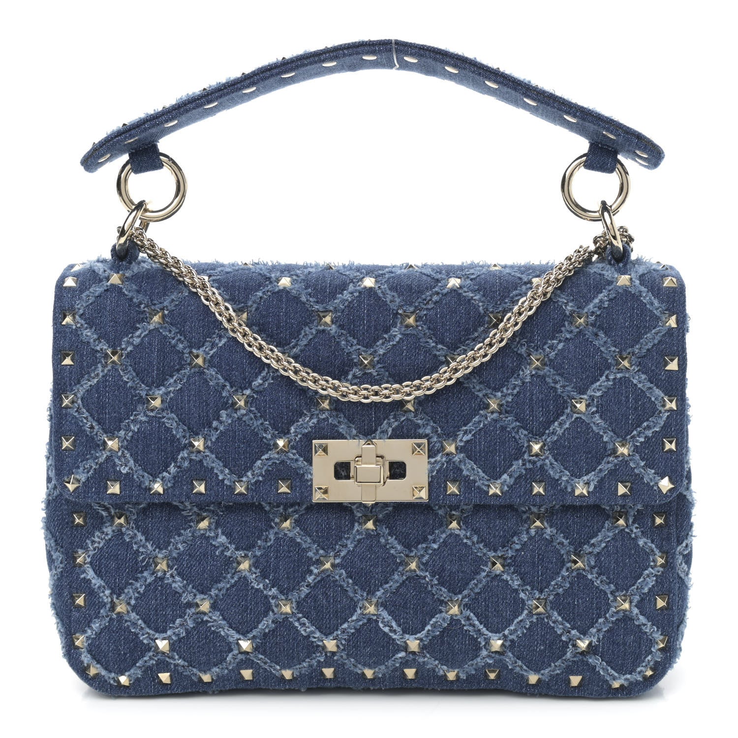 Valentino Garavani Denim Medium Rockstud Spike Shoulder Bag Denim 1 of 9