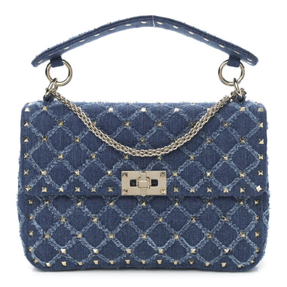Valentino Garavani Denim Medium Rockstud Spike Shoulder Bag Denim 1 of 9
