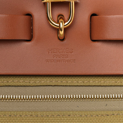 Hermes Military Toile Vache Hunter Herbag Zip Retourne 31 PM Poussiere Fauve 8 of 12