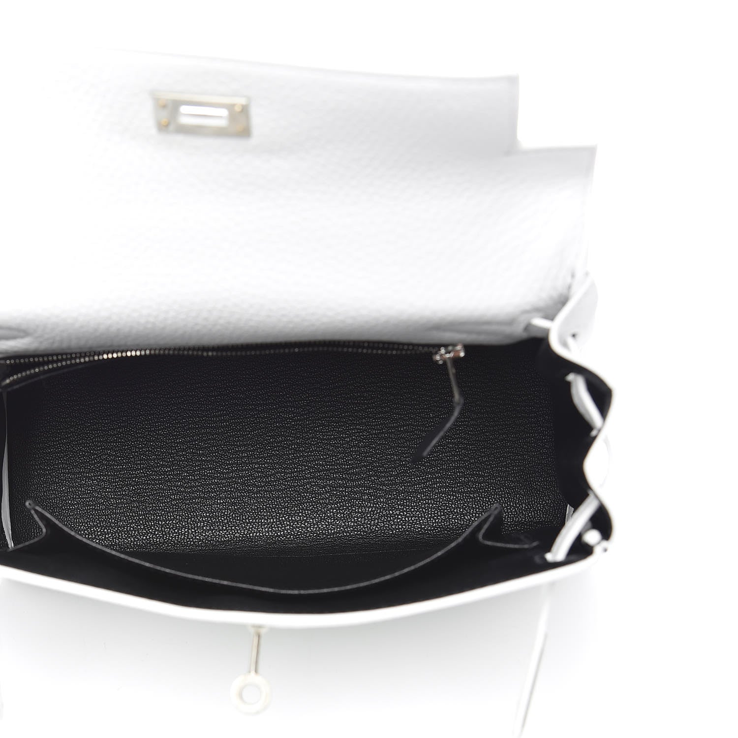 Hermes Taurillon Clemence Horseshoe Kelly Retourne 25 White Black 8 of 43
