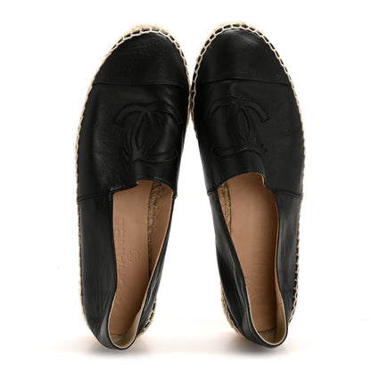 Chanel Lambskin CC Espadrilles 37 Black 2 of 10