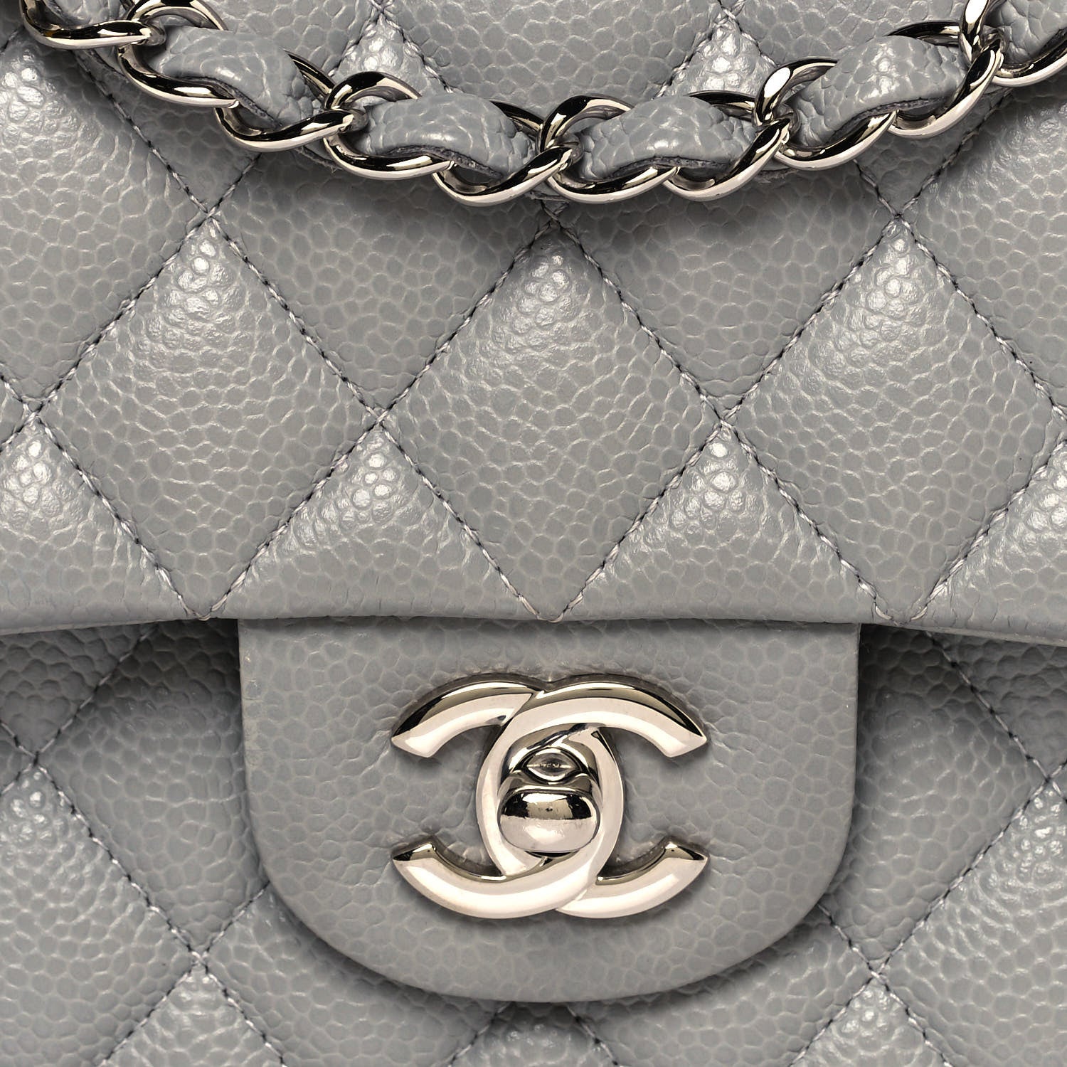 Chanel Caviar Quilted Medium Double Flap Grey 8 of 11