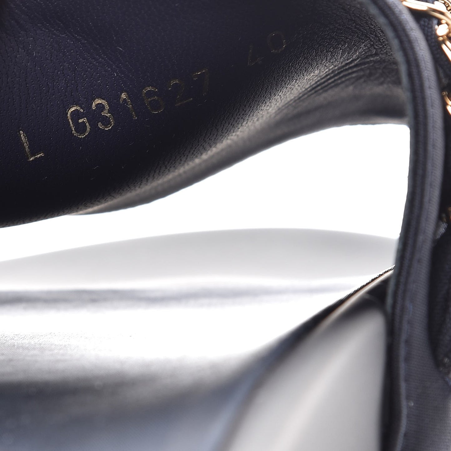 Satin Chain Flat Sandals 40 Marine