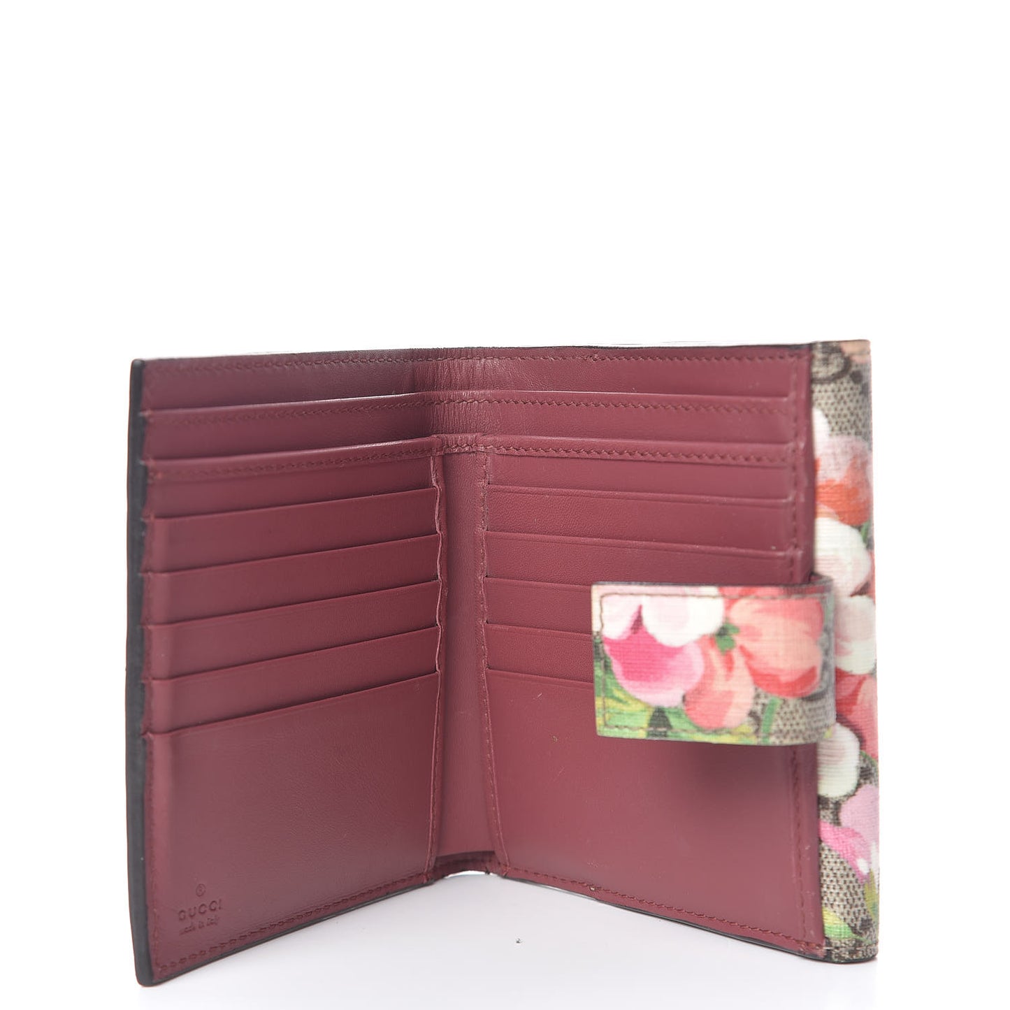 GG Supreme Monogram Blooms French Flap Wallet Beige Multicolor Dry Rose