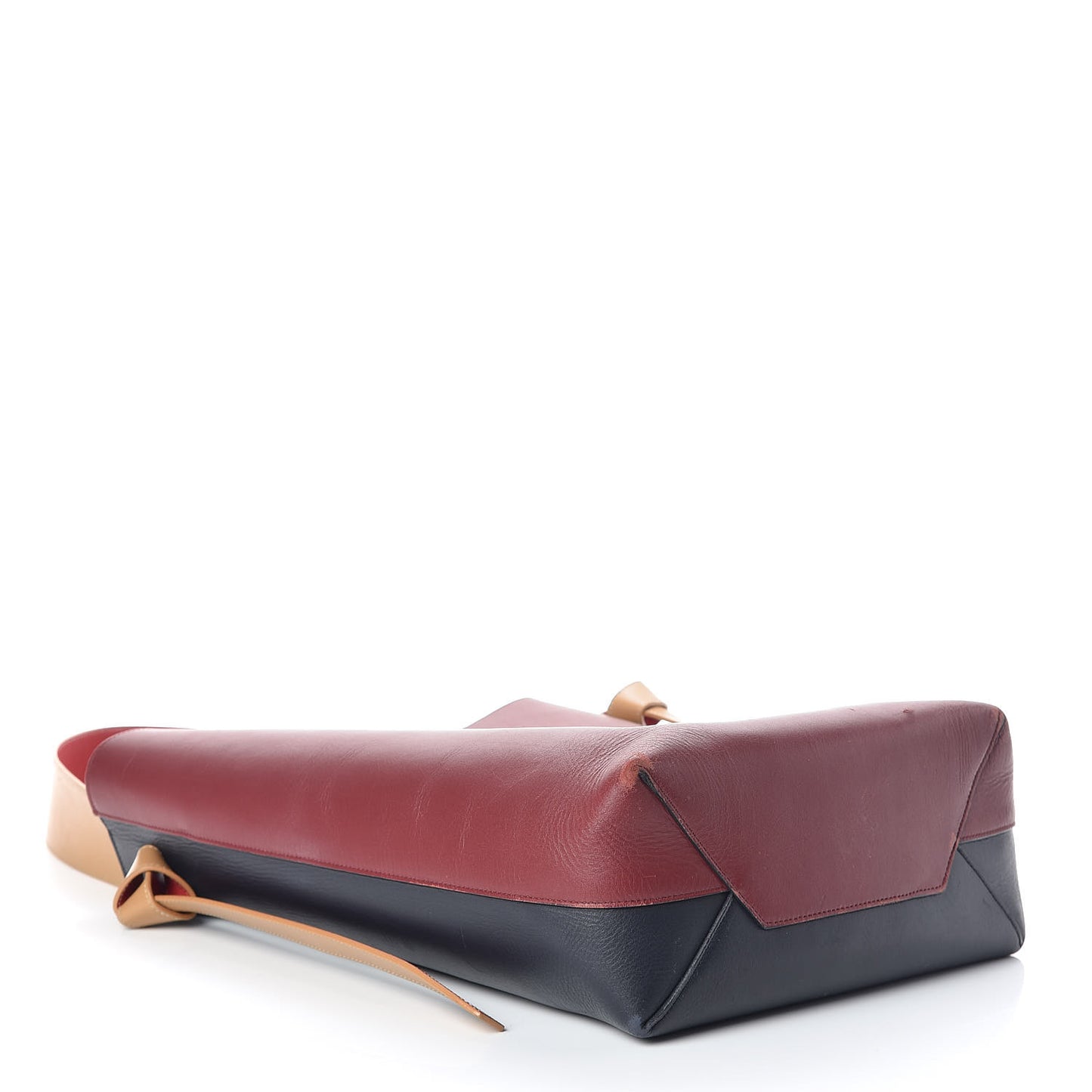 Shiny Smooth Calfskin Small Twisted Cabas Dark Ruby Navy