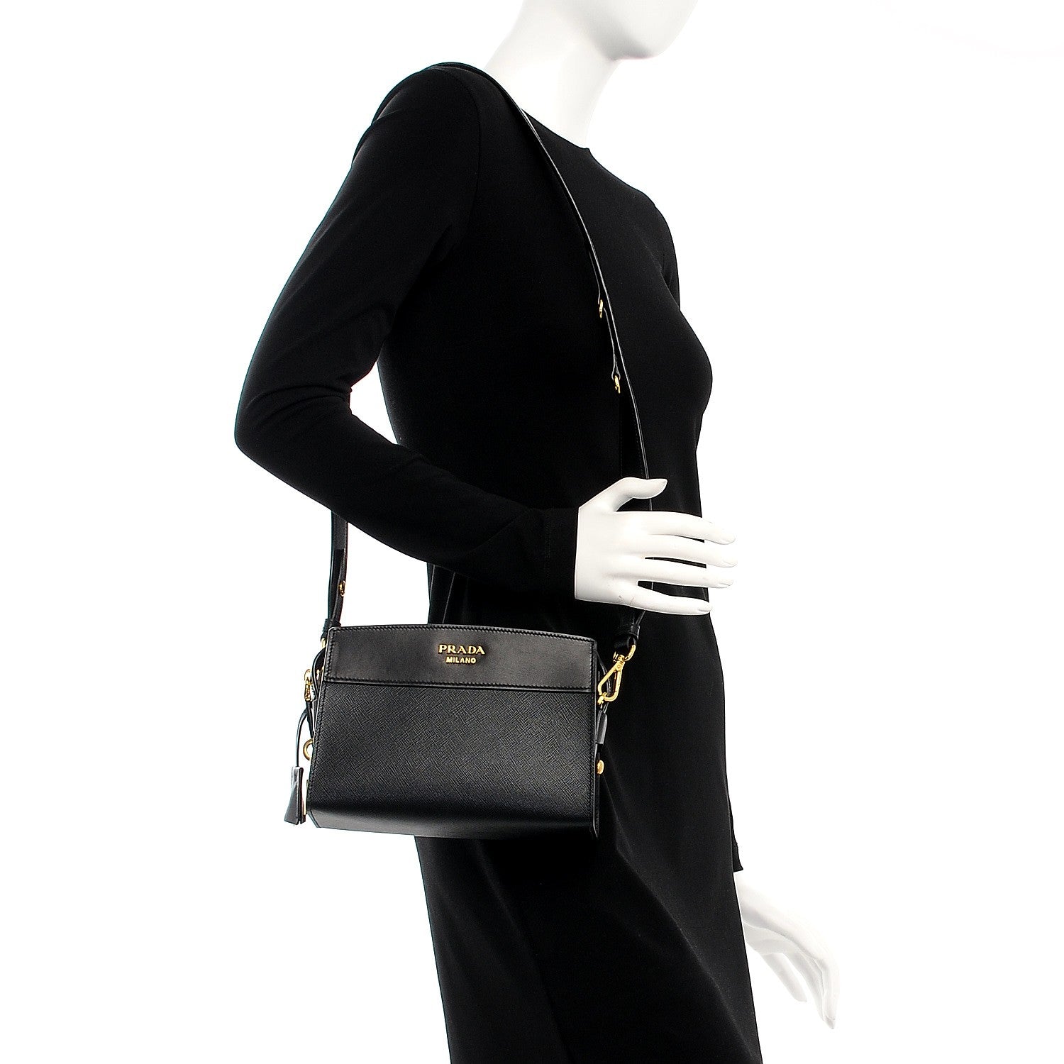 Prada Saffiano Esplanade Crossbody Bag Nero Black 2 of 7