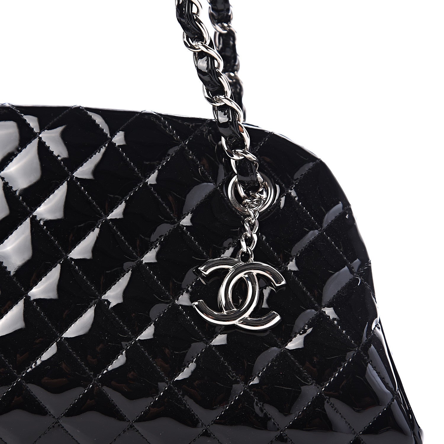 Chanel Patent Quilted Medium Just Mademoiselle Black 9 of 9