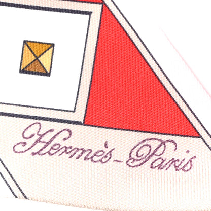 Hermes Silk Colliers et Chiens Twilly Rouge White Mastic 2 of 10