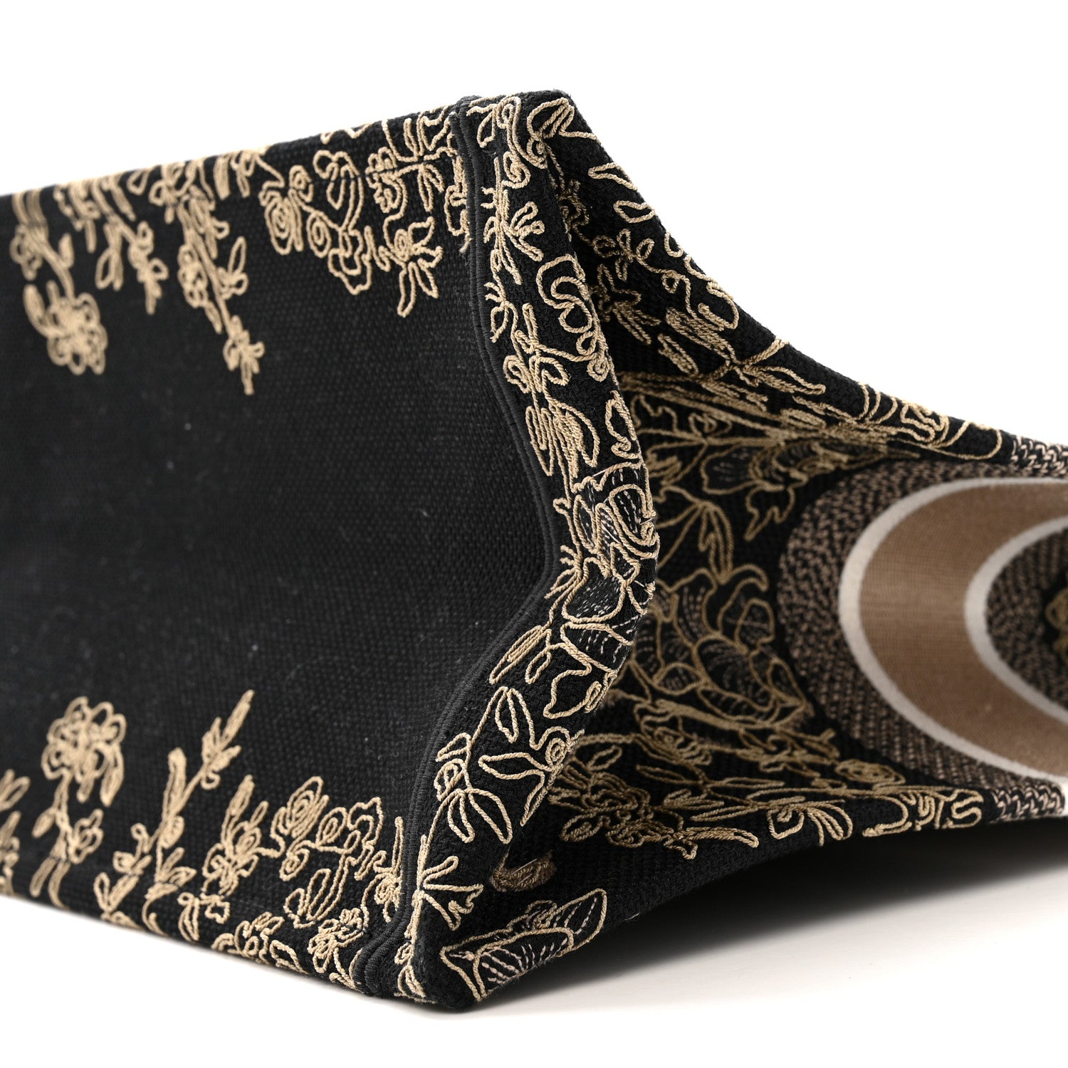 Christian Dior Canvas Embroidered Large Ornamental Cornely Book Tote Black Beige 10 of 14