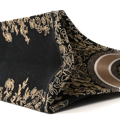 Christian Dior Canvas Embroidered Large Ornamental Cornely Book Tote Black Beige 10 of 14