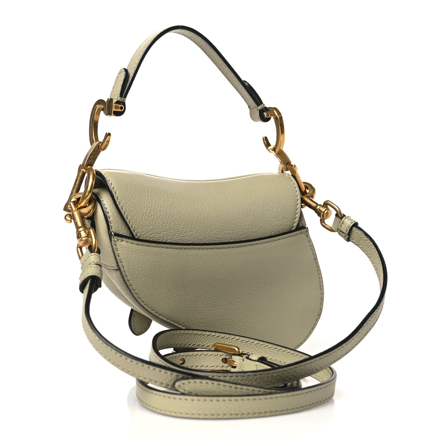 Goatskin Micro Saddle Bag With Strap Sage Green
