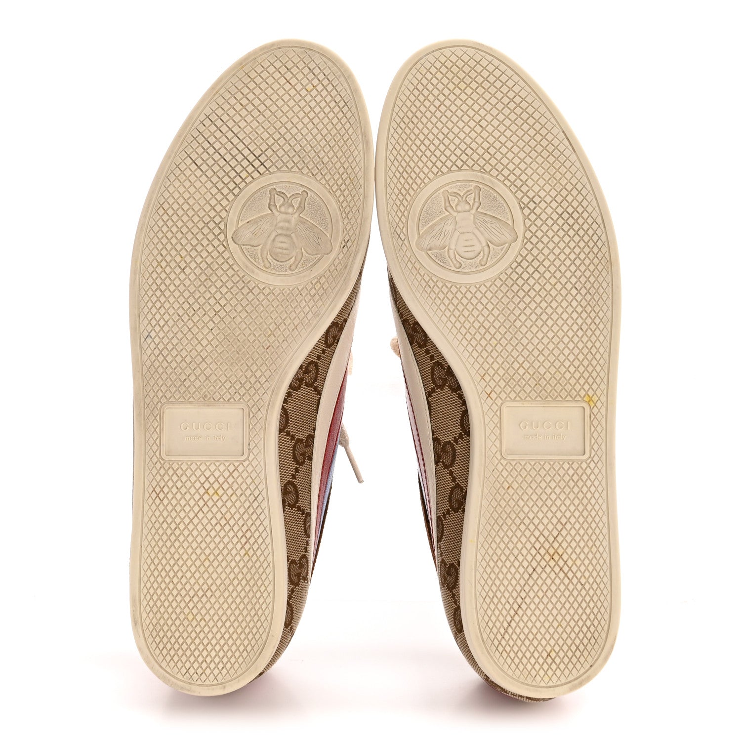 Gucci Suede Monogram Web Womens Falacer Sneakers 40 Nocciola Beige Mystic White Hibiscus Red 6 of 11