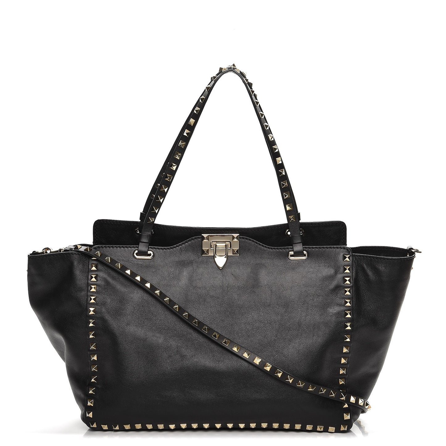 Vitello Medium Rockstud Tote Black