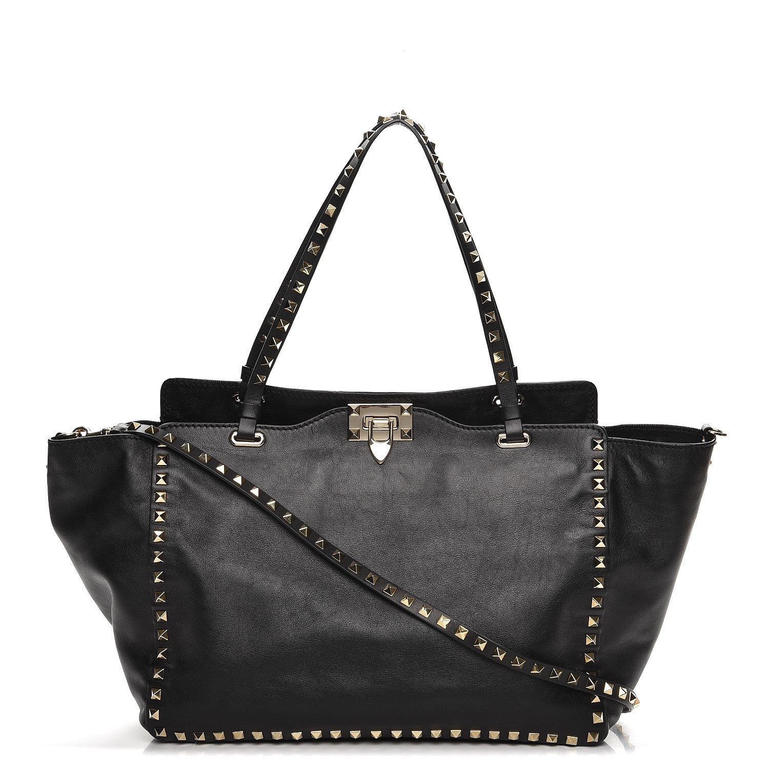 Valentino Garavani Vitello Medium Rockstud Tote Black 1 of 10