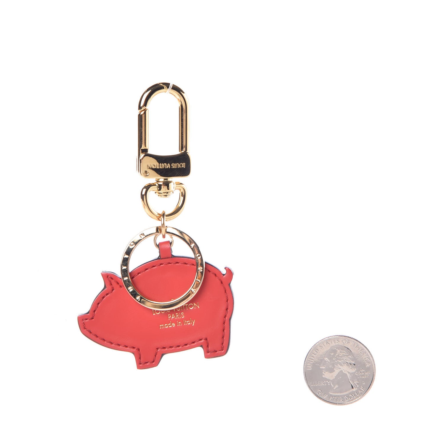Calfskin Superstition Pig Bag Charm Key Holder Rose