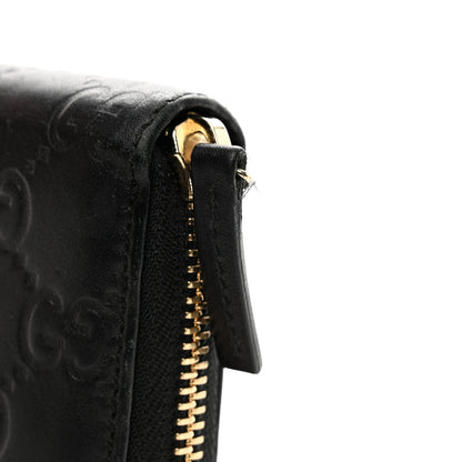 Gucci Guccissima Margaux Calfskin Metal Bar Zip Around Wallet Black 9 of 9