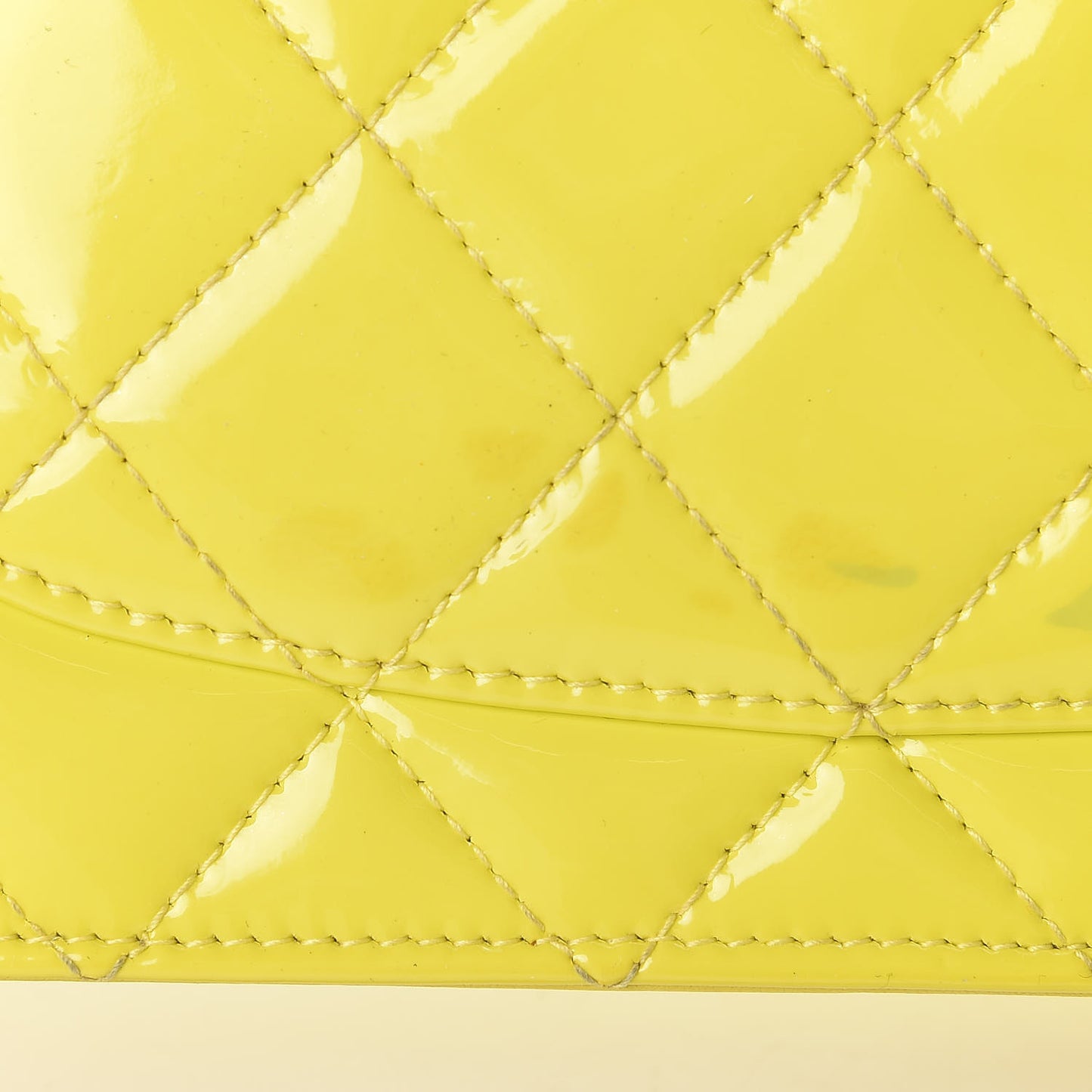 Patent Quilted Wallet On Chain WOC Yellow