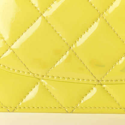 Chanel Patent Quilted Wallet On Chain WOC Yellow 19 of 20
