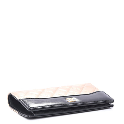 Chanel Aged Calfskin Quilted Gabrielle Yen Wallet Beige Black 4 of 9