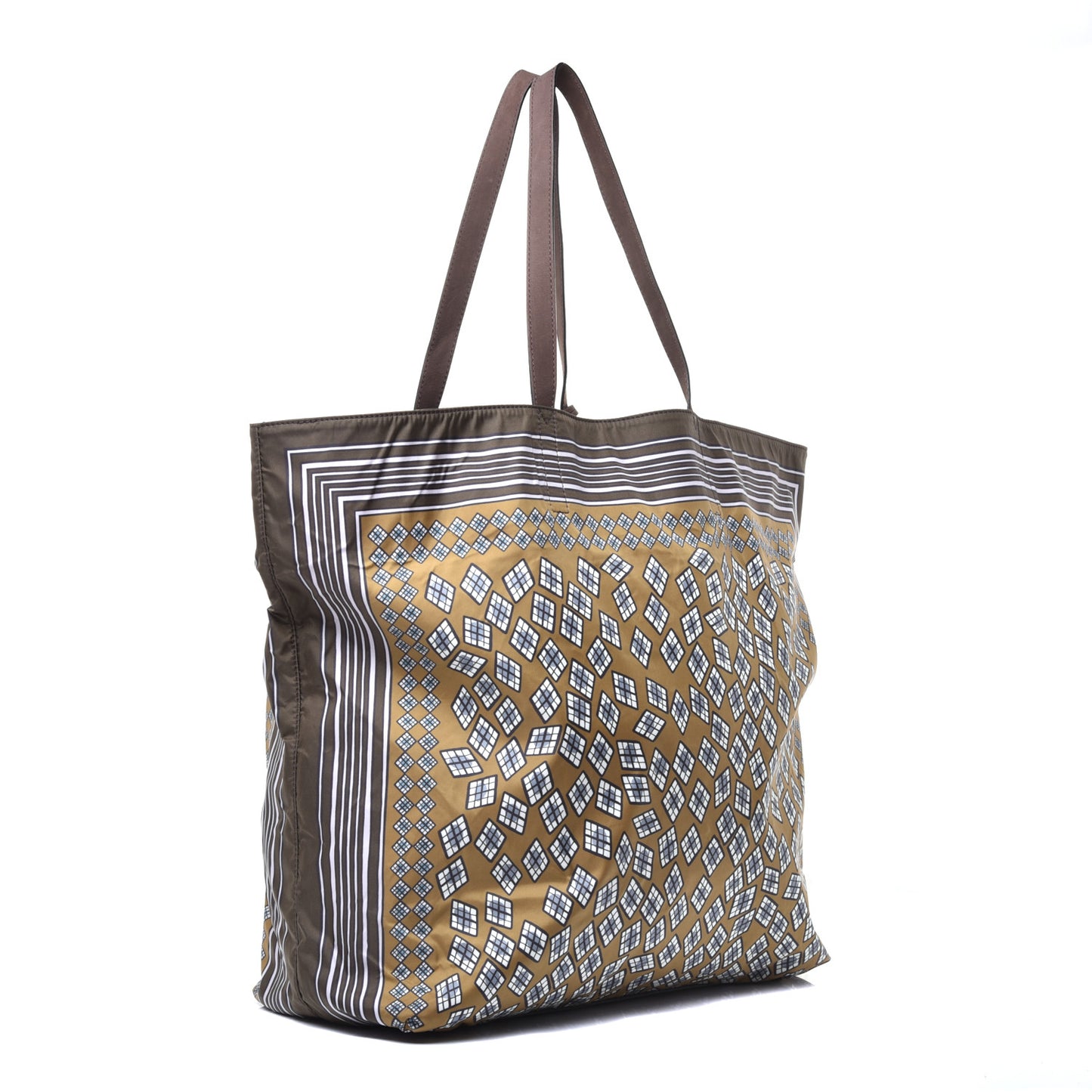 Nylon Printed Tote Brown