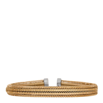 Roberto Coin 18K Yellow White Gold Diamond Woven Cuff Bracelet 2 of 5