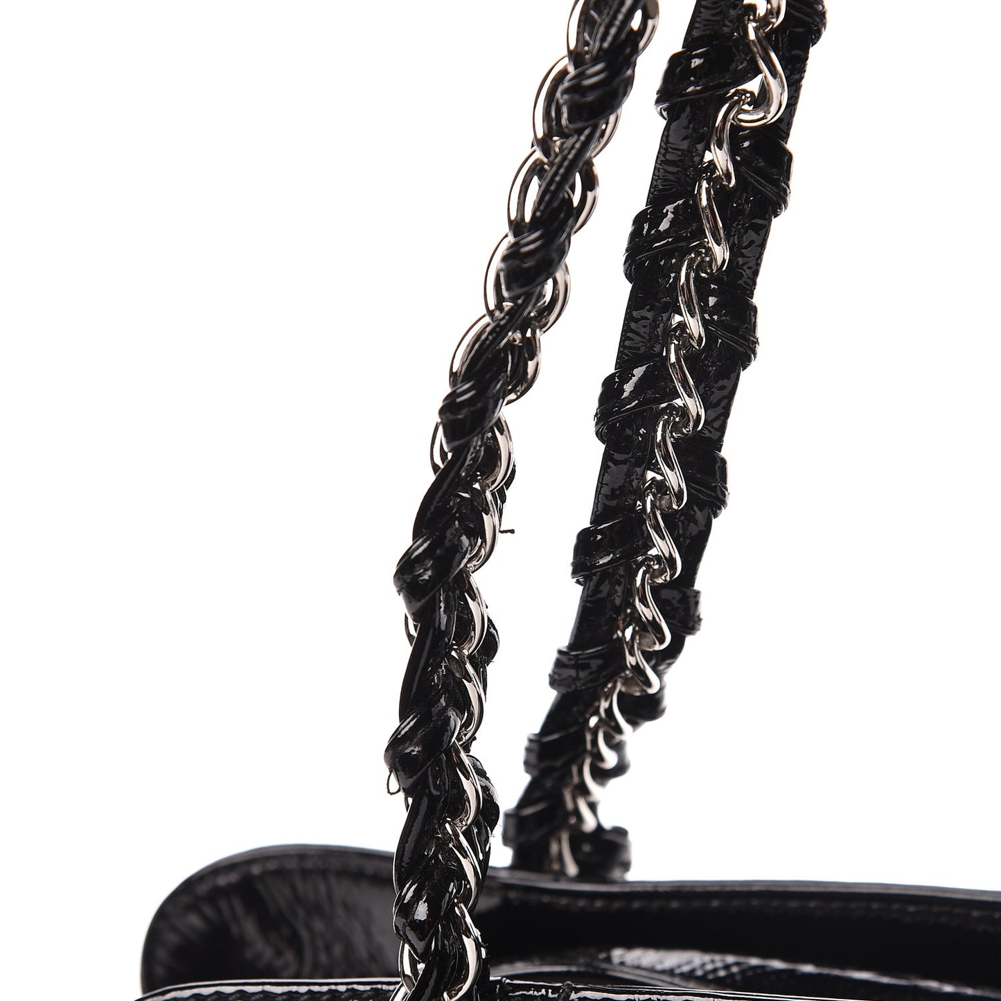 Patent Calfskin Small Luxe Ligne Tote Black