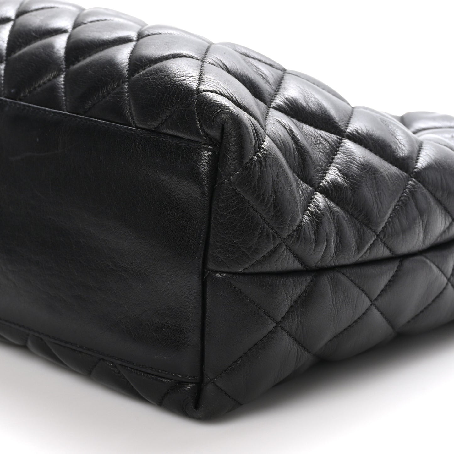 Lambskin Quilted Medium New Bubble North South Tote Black