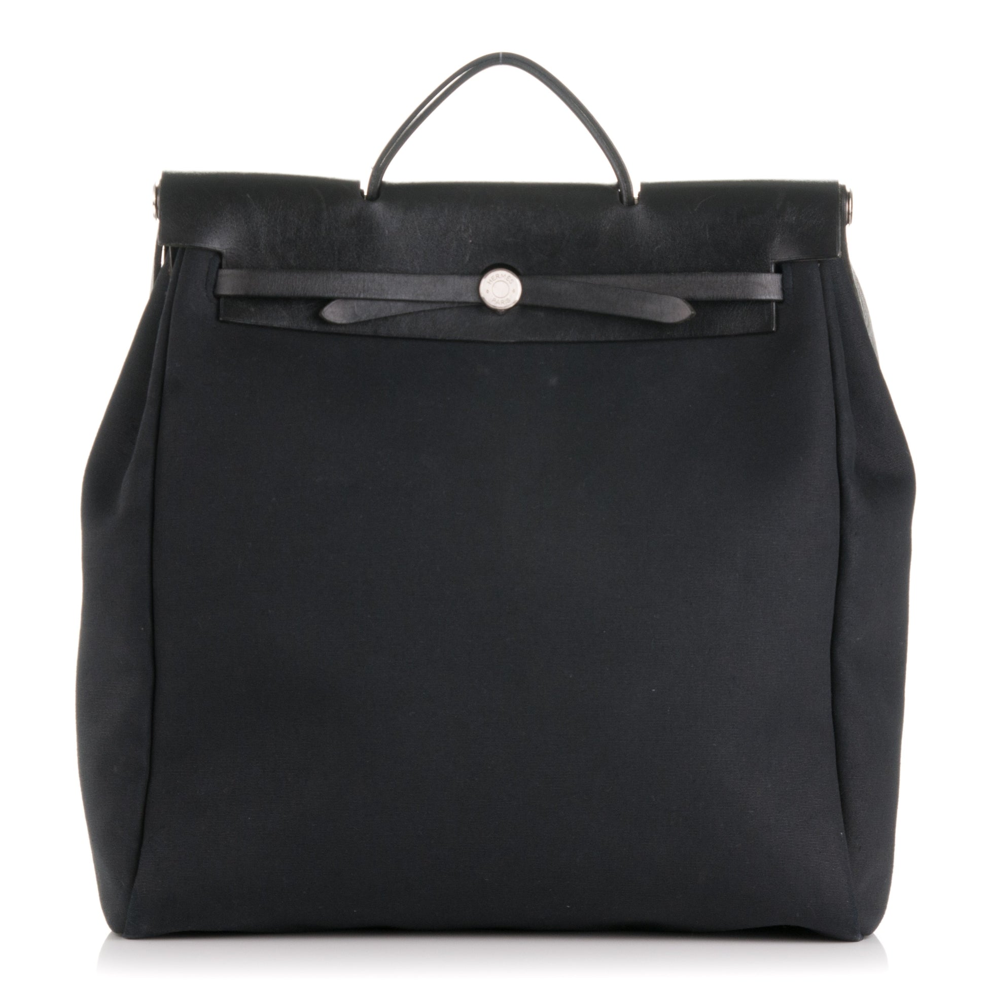 Hermes Toile Vache Calfskin Herbag 39 GM Black 1 of 11