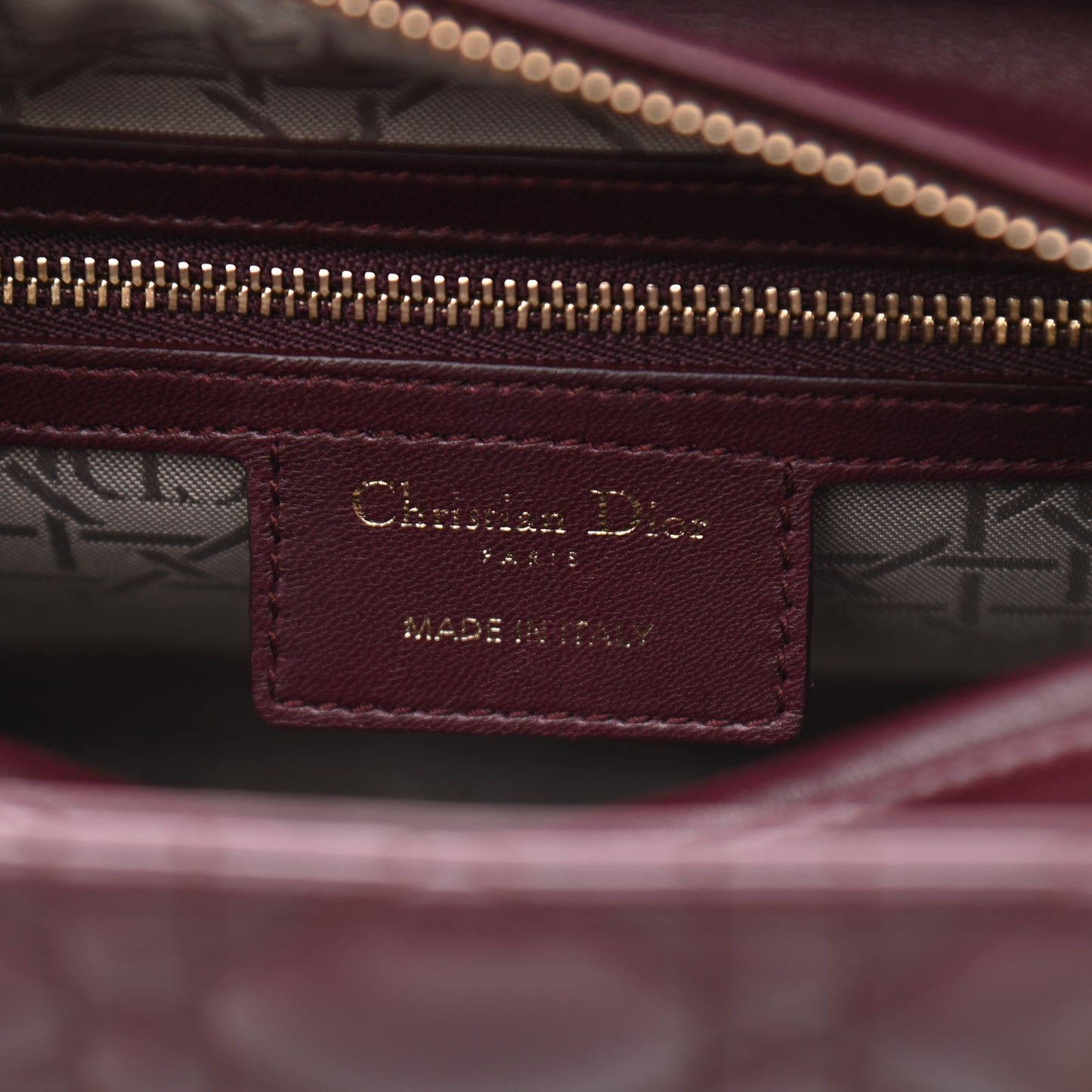 Lambskin Cannage Medium Lady Dior Aubergine