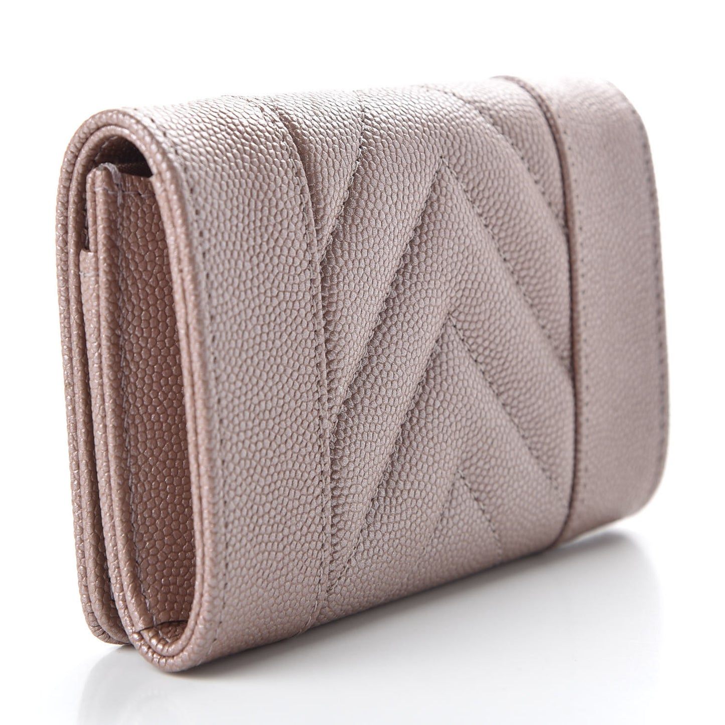 Metallic Caviar Chevron Quilted Vintage Mademoiselle Flap Card Holder Pink