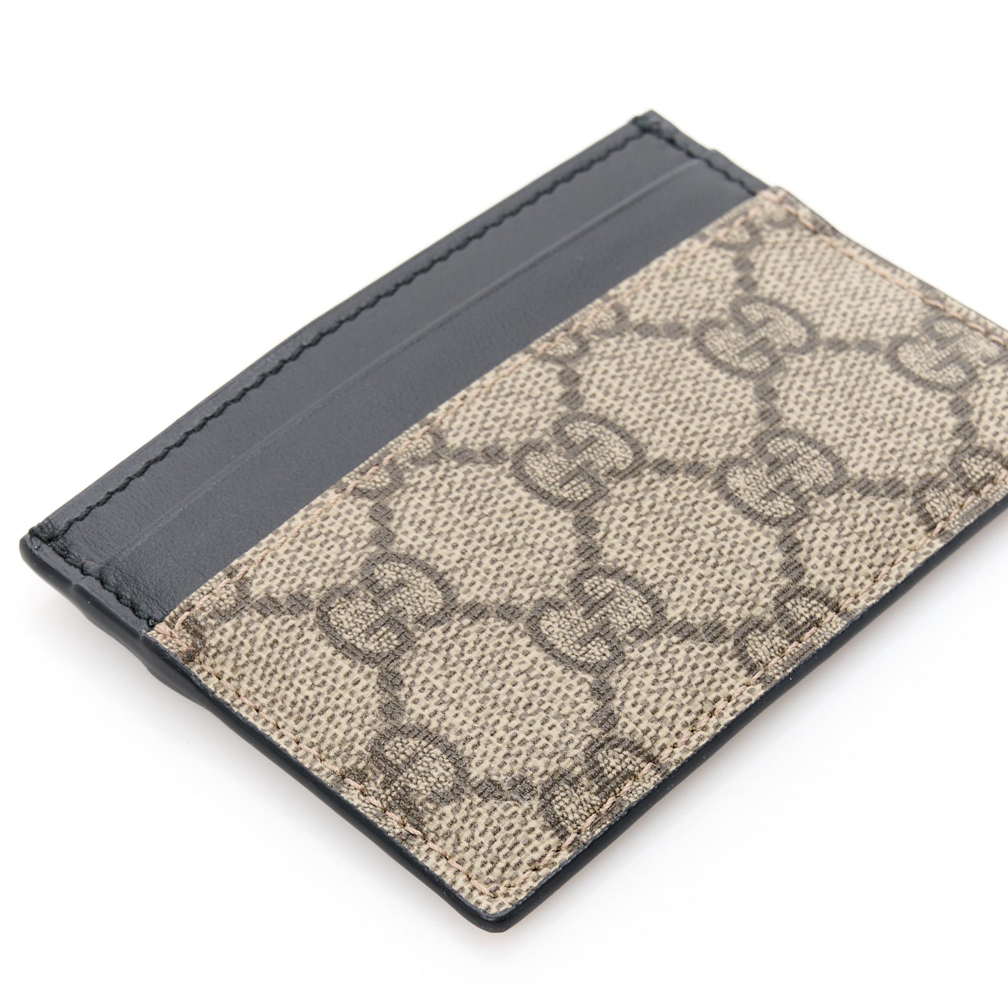 GG Supreme Monogram Calfskin Card Holder Beige Black