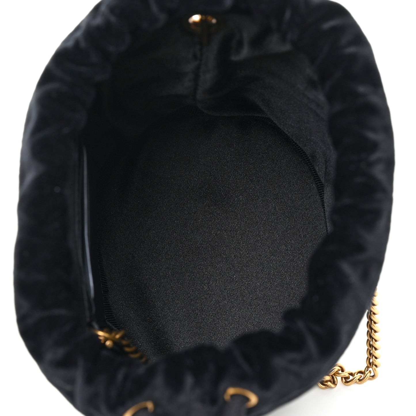 Velvet Matelasse Mini GG Marmont 2.0 Bucket Bag Black