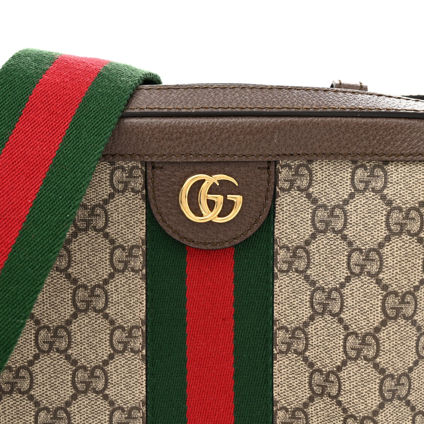 GG Supreme Monogram Web Small Ophidia Top Handle Shoulder Bag Brown