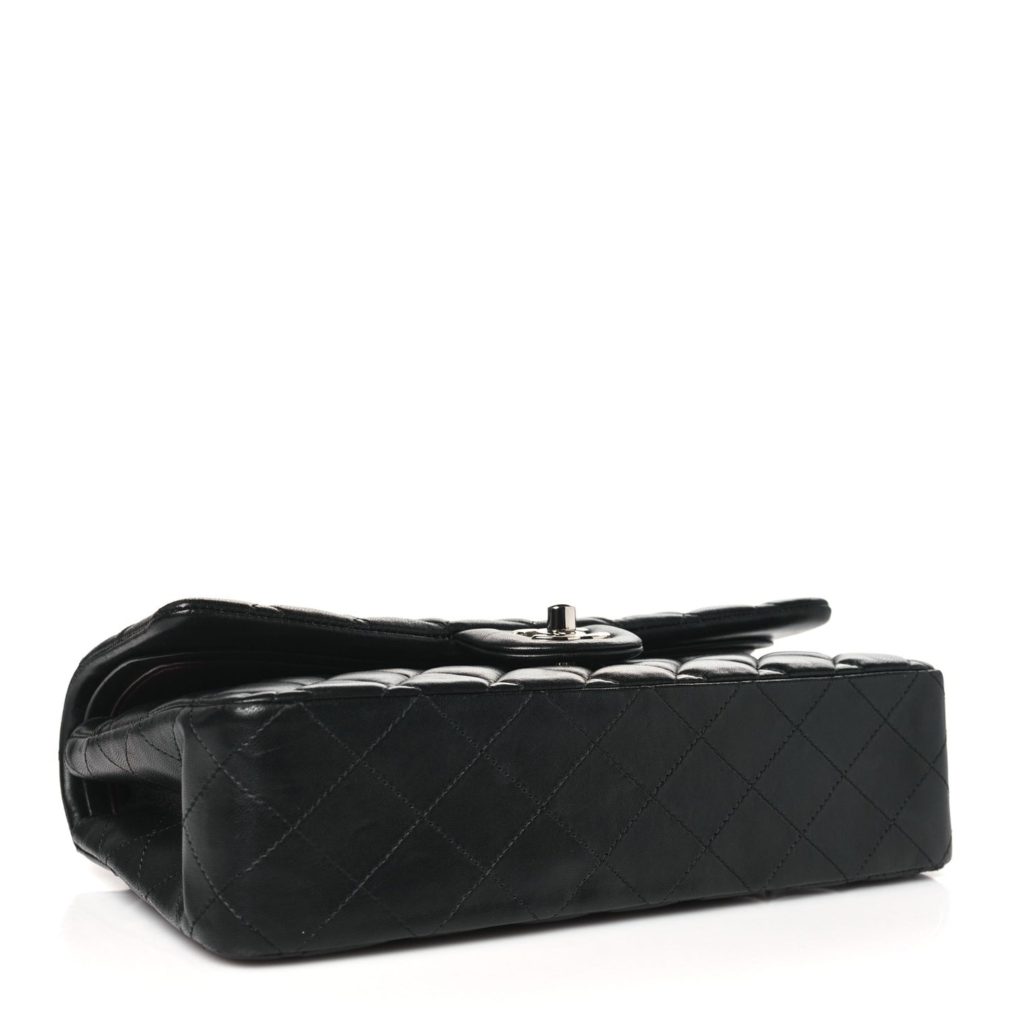 Lambskin Quilted Medium Double Flap Black