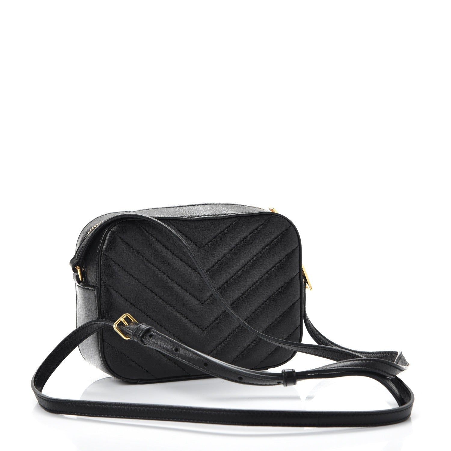 Saint Laurent Lambskin Chevron Small Classic Monogram Camera Bag Nero Black 3 of 7