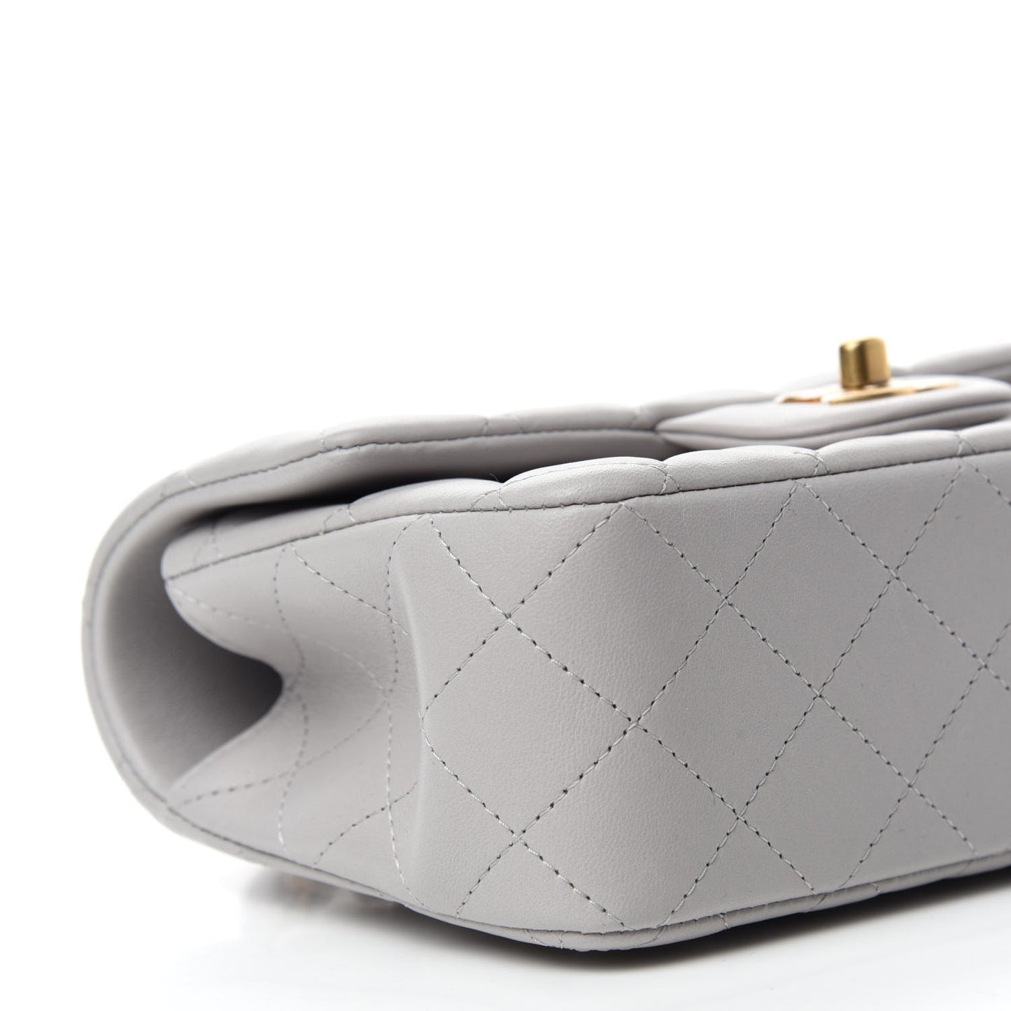 Lambskin Quilted Mini Top Handle Rectangular Flap Grey