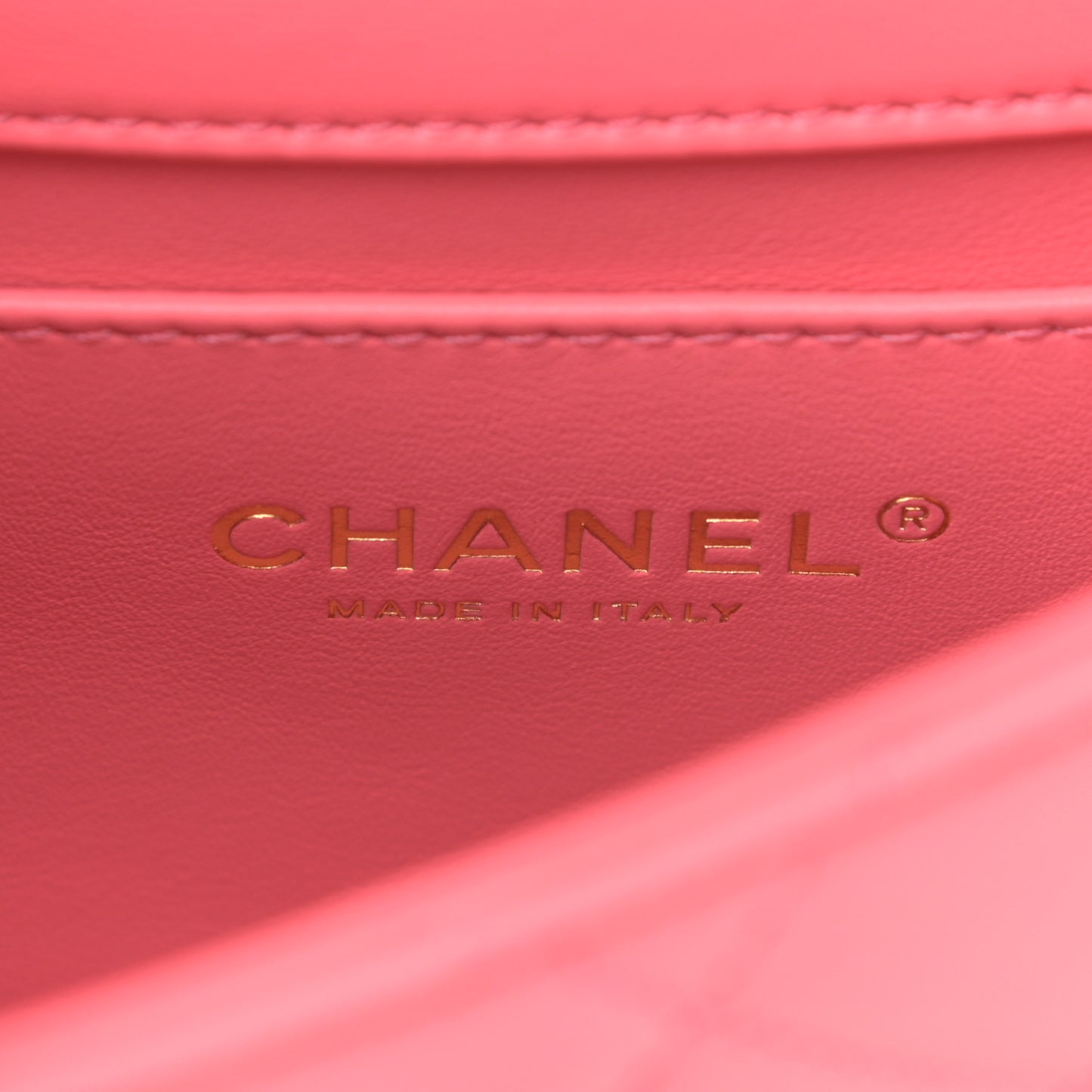 Lambskin Enamel Quilted Pending CC Mini Square Flap Pink