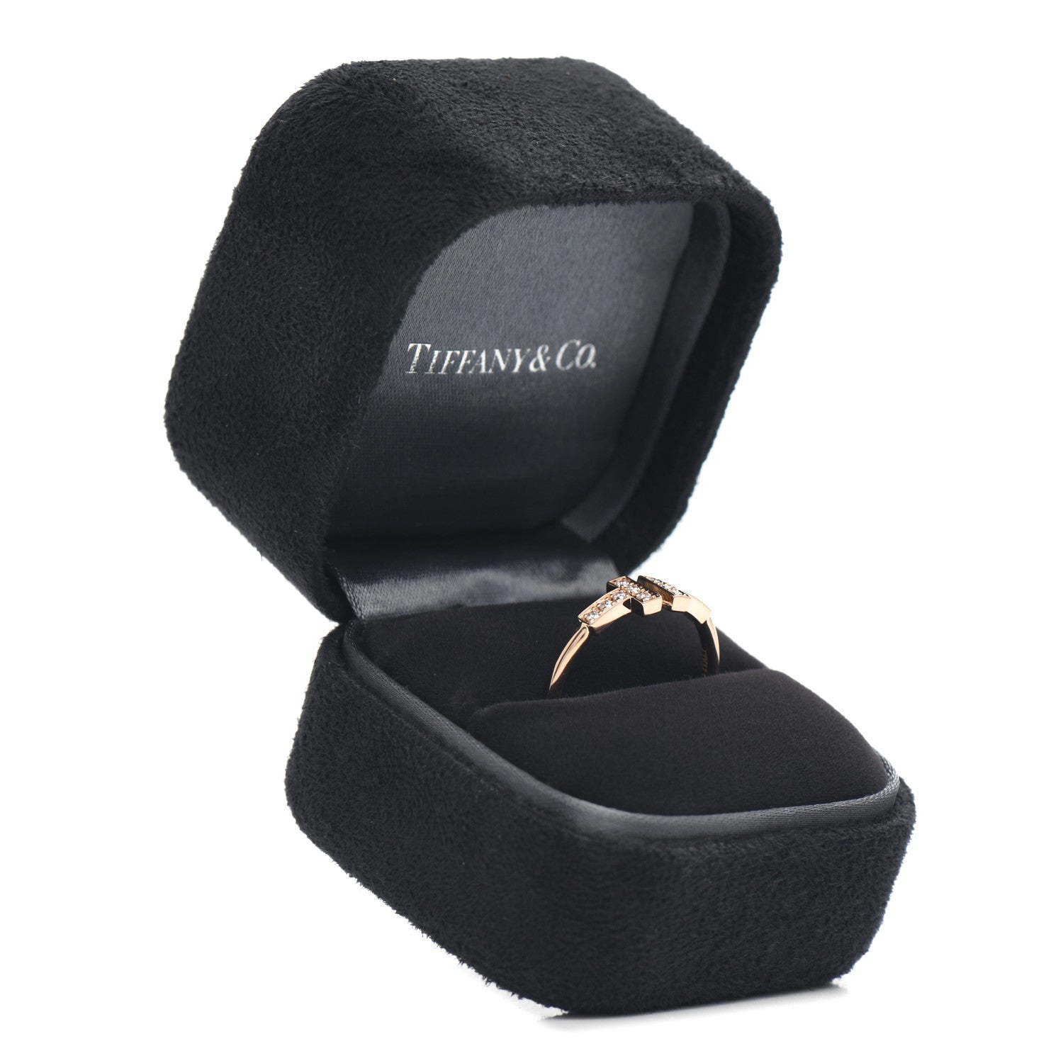 Tiffany 18K Rose Gold Diamond T Wire Ring 59 8.75 6 of 6