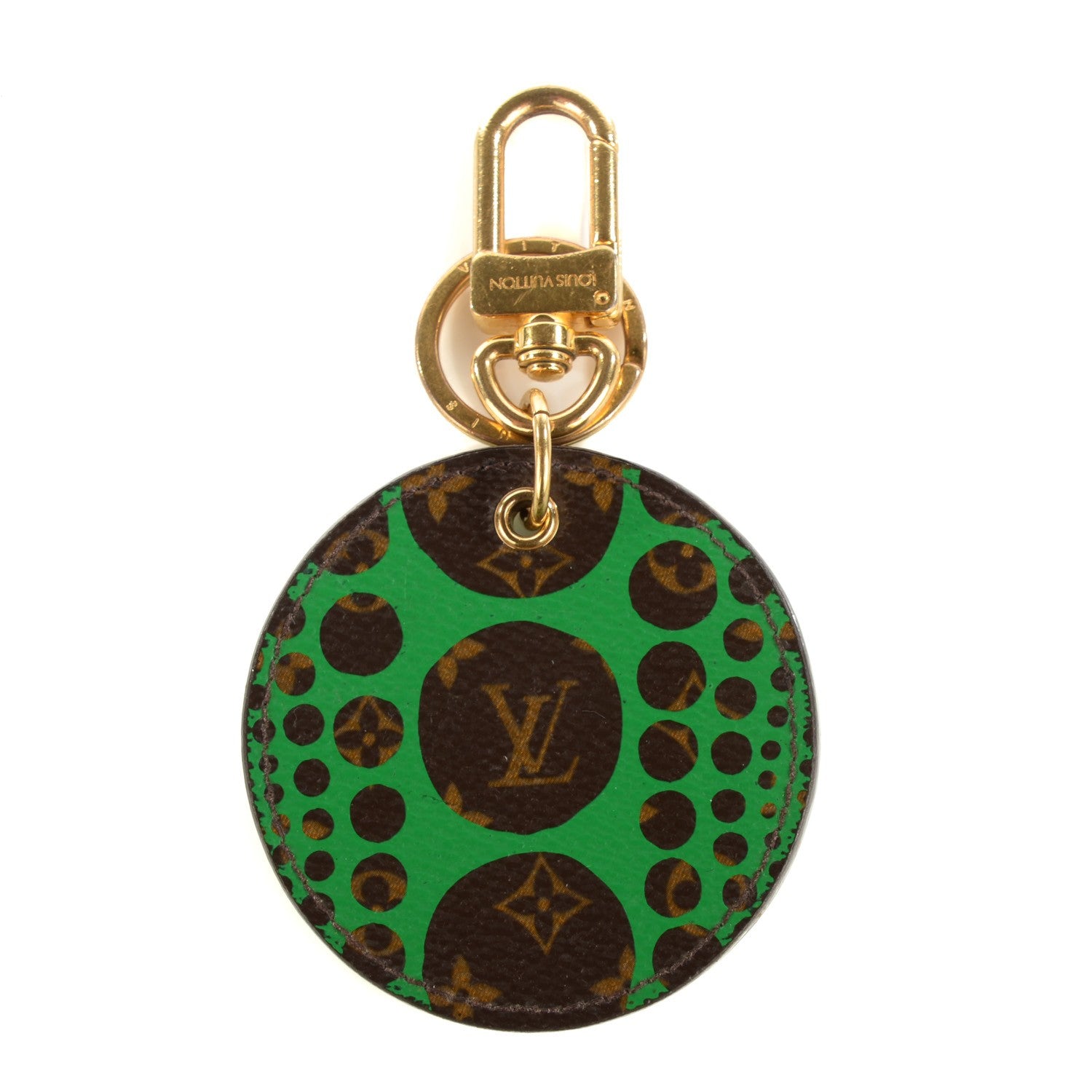 Louis Vuitton Monogram Kusama Pumpkin Dots Key Ring Green 1 of 5