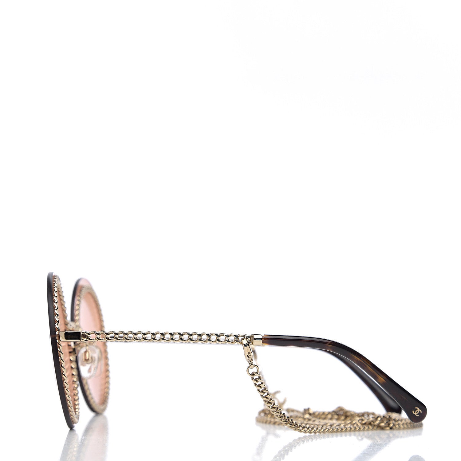 Chanel Chain Round Sunglasses 4245 Brown Gold 3 of 8