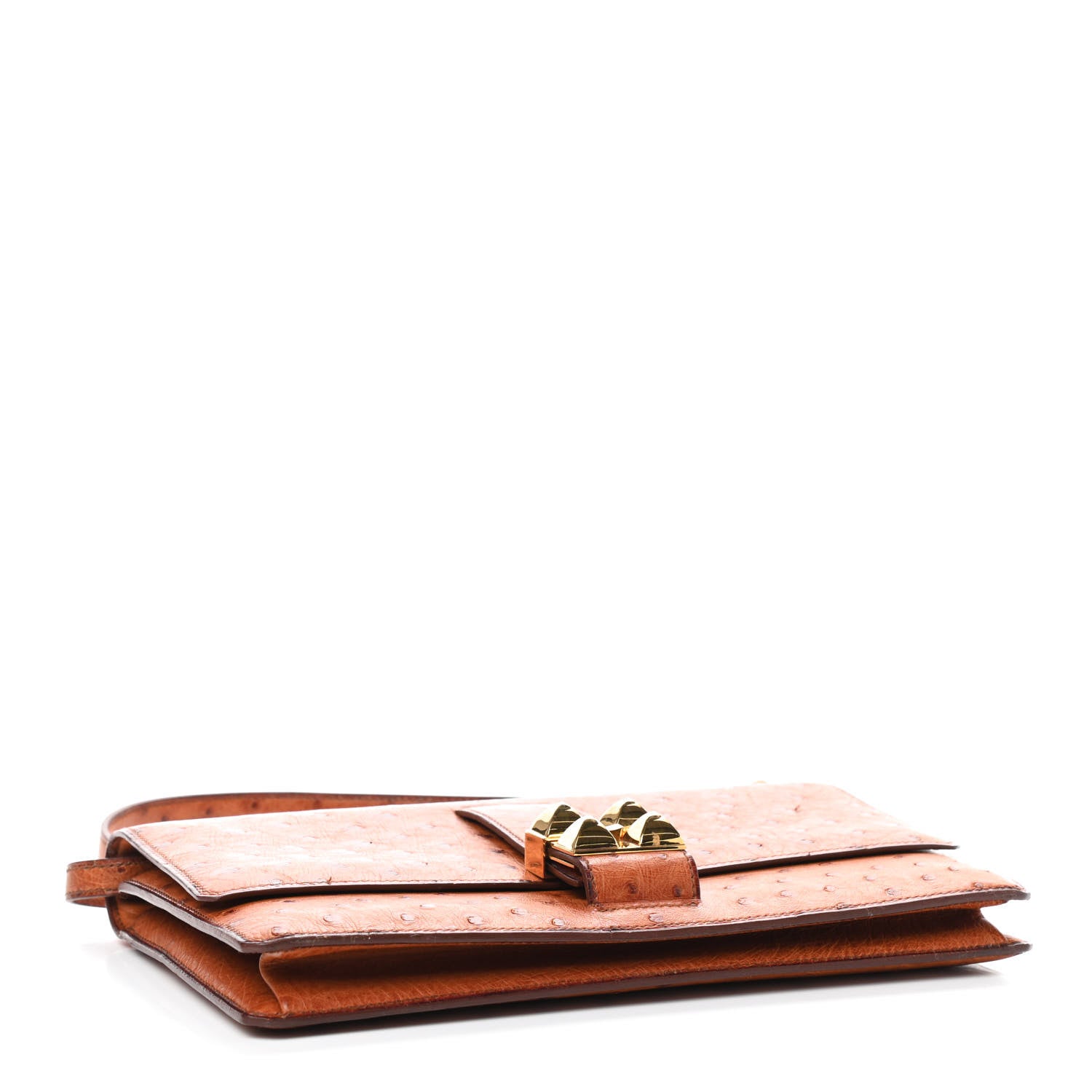 Hermes Ostrich Medor Shoulder Bag Gold 5 of 9