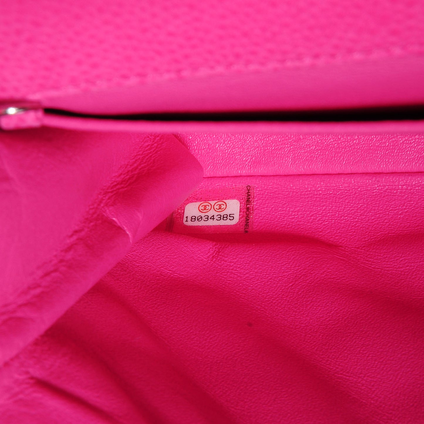 Iridescent Caviar Clutch with Chain Flap Hot Pink