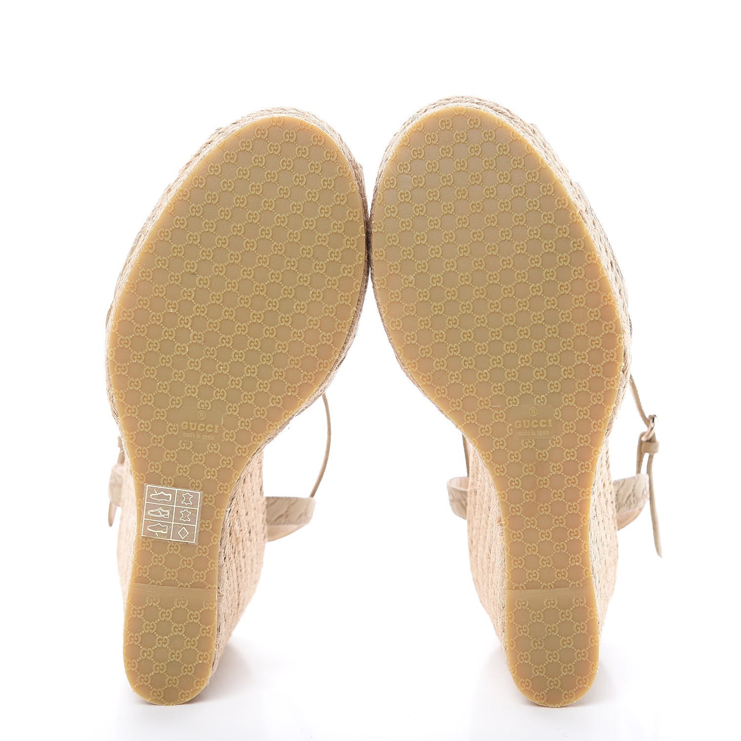 Soft Microguccissima Penelope Espadrille Wedge Sandals 37.5 Cream