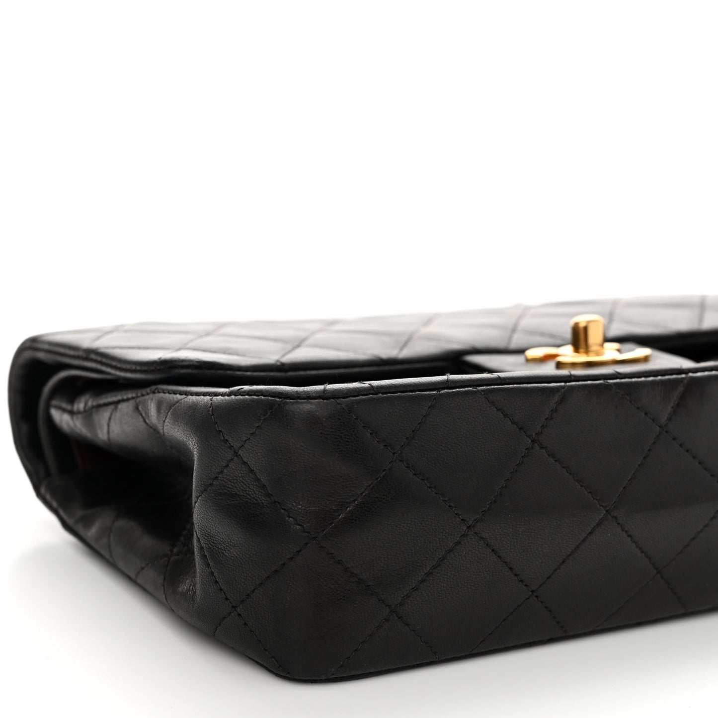 Lambskin Quilted Small Double Flap Black