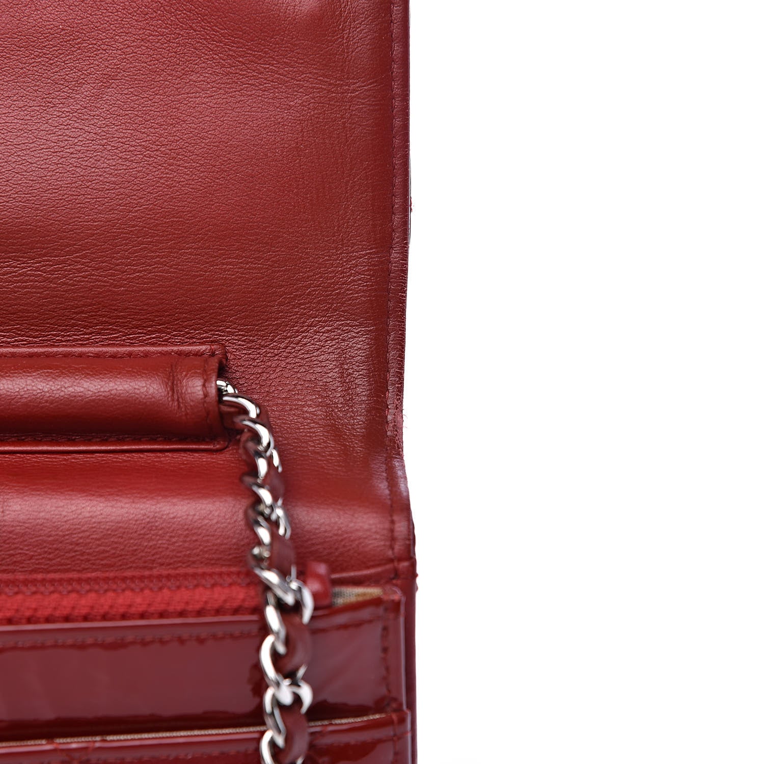 Chanel Patent Quilted Brilliant Wallet On Chain WOC Red 11 of 16